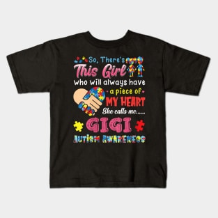womens res this girl she calls me gigi autism awareness Kids T-Shirt